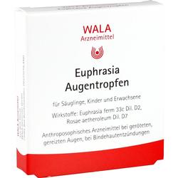 Eine weiße Packung Augentropfen von WALA für gereizte Augen.