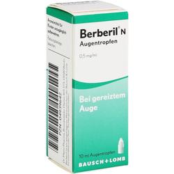 Verpackung von Berberil Augentropfen gegen gereizte Augen.