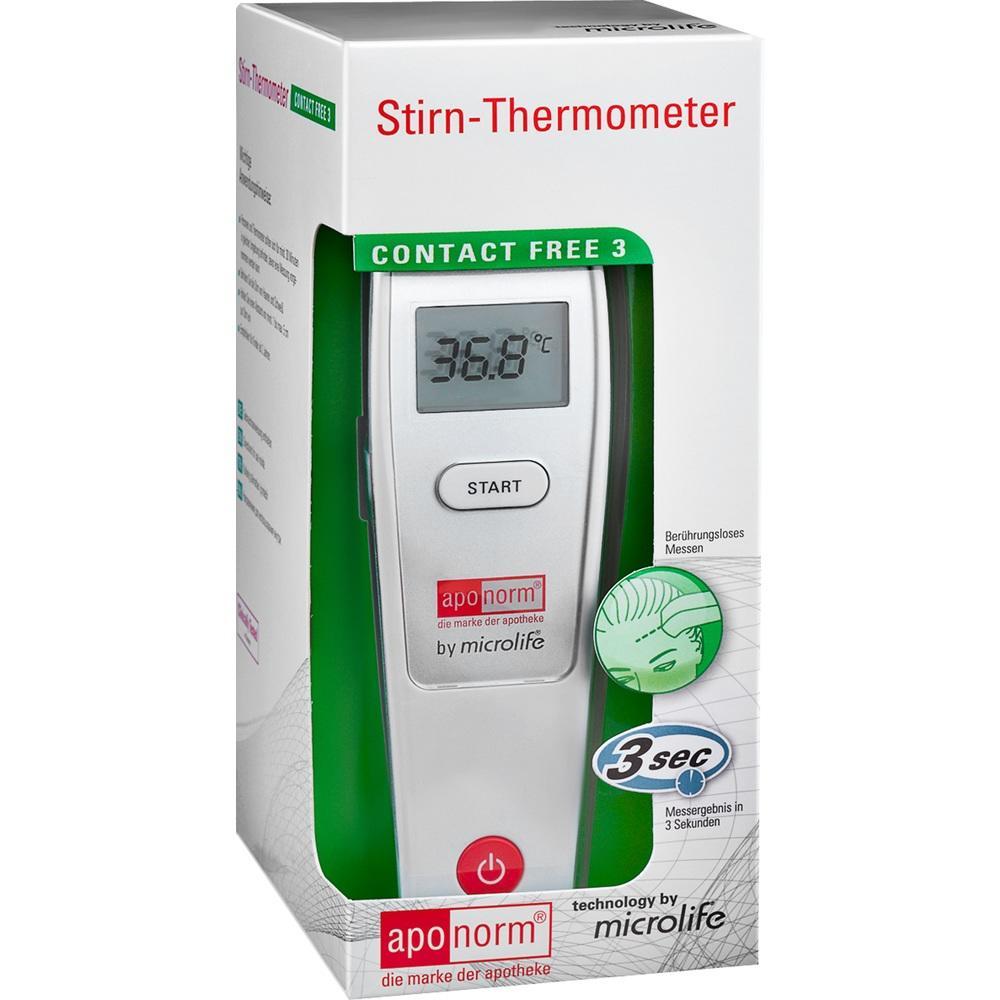 Verpackung eines berührungslosen Stirnthermometers mit Digitalanzeige.